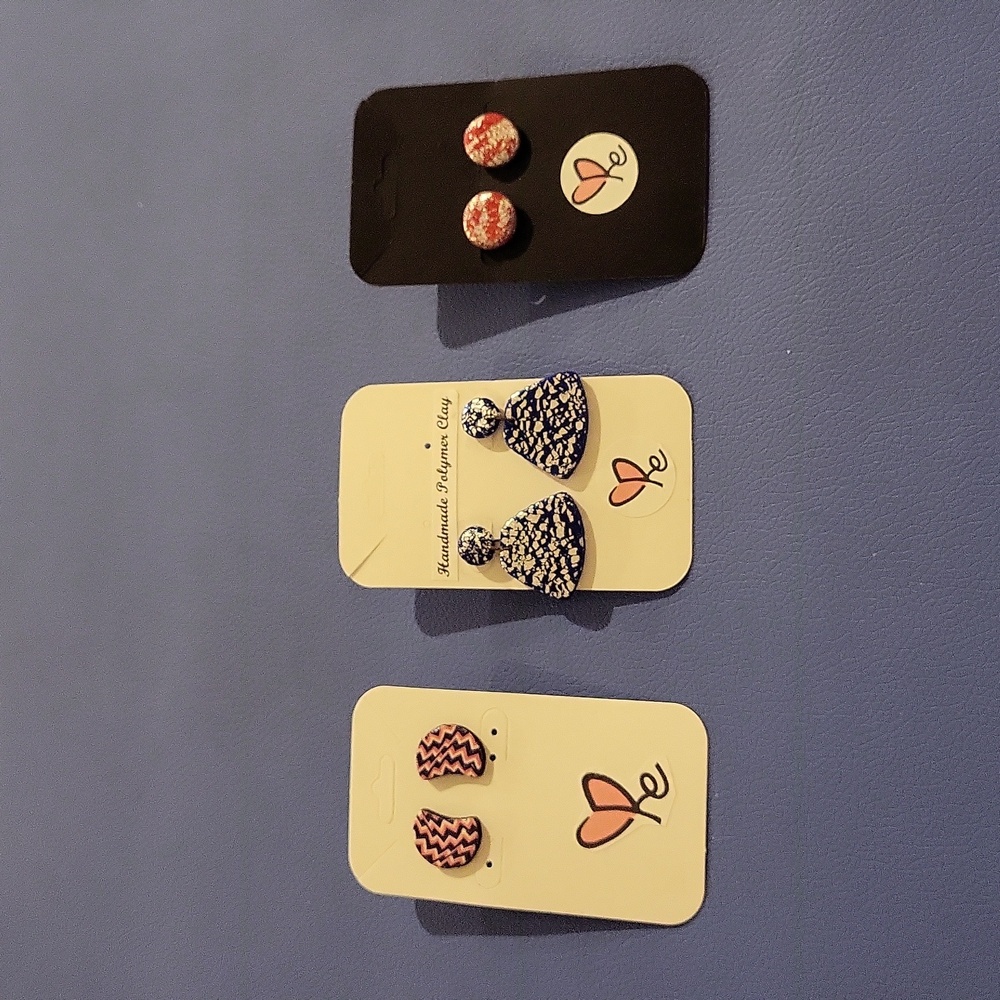 Handmade Polymer Earrings 3 Pair